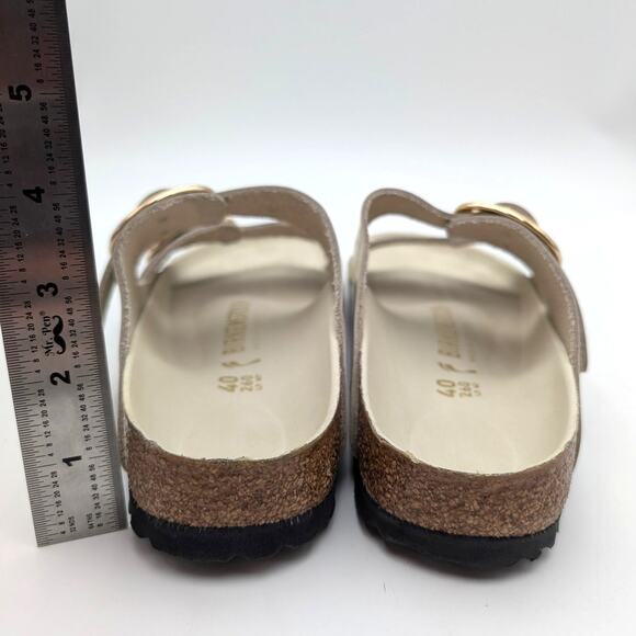 Birkenstock Arizona Big Buckle Leather Sandals High Shine Ecru Sz US W9/M7 EU40 - Picture 4 of 12